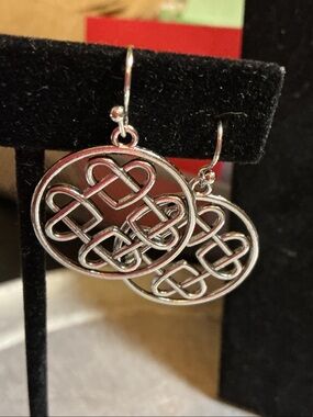 Sterling-Style Silver Celtic Knot Drop Earrings for Women